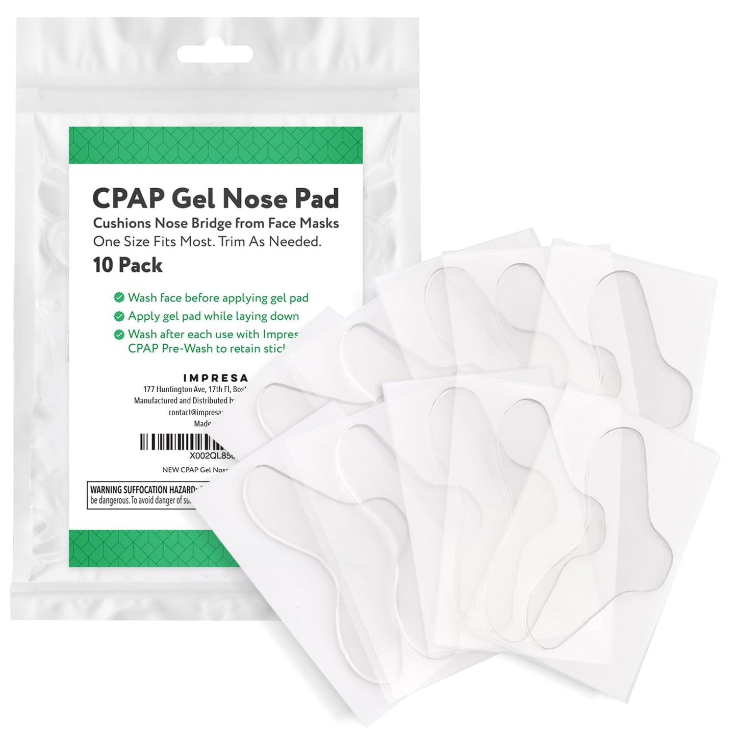 Impresa 10 Count Nose Pads & Nasal Liners - Custom-Trimmable Inserts & Mask Cushion - Secure Seal & CPAP Nasal Pads for Sleep Apnea - Soft Nose Protector
