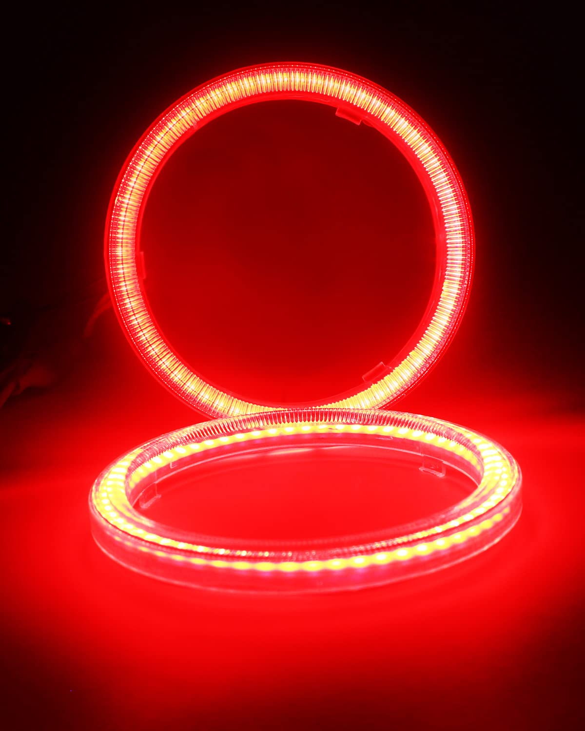 Qasim Halo Rings Car Angel Eyes Fog Lights COB LED Headlight 80MM Red Silica Gel 12V 24V
