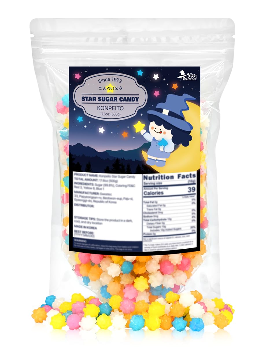 Nice WitchS Konpeito Sugar Candy 1.1Lb - Big Size 500G(17.63 Ounce) Sweet And Colorful/Handmade Star Candy/???