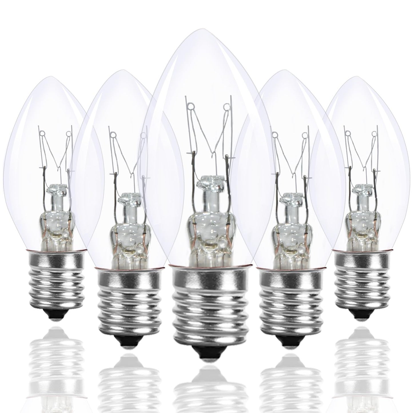 25 Pack C7 Clear Replacement Bulbs Waterproof Ul Certified 5W Incandescent For Indoor/Outdoor Use And Christmas Tree String Lights