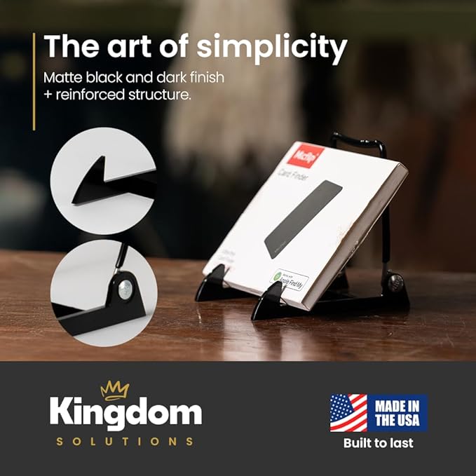 KINGDOM SOLUTIONS MADE IN USA 12-Pack Adjustable Acrylic Easels - Plate Stand - Sturdy Book Stand for Art, Pictures, Plates, Frames - Unique on the Market