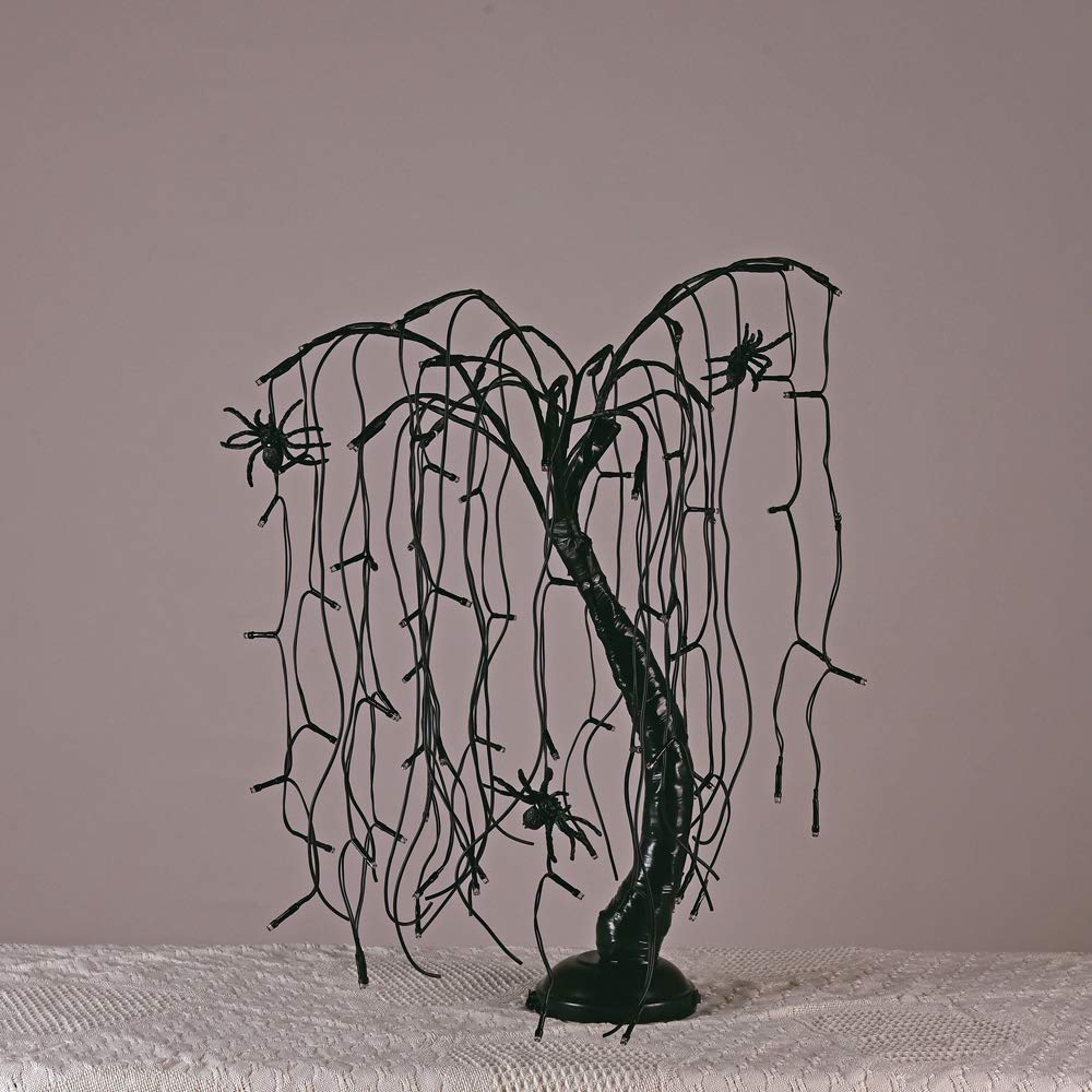 Lightshare 24-Inch Halloween Willow Tree Led Spooky Bonsai Night Light 80 Led Lights  Battery Powered Or Dc Adapter(Included) (Orange)