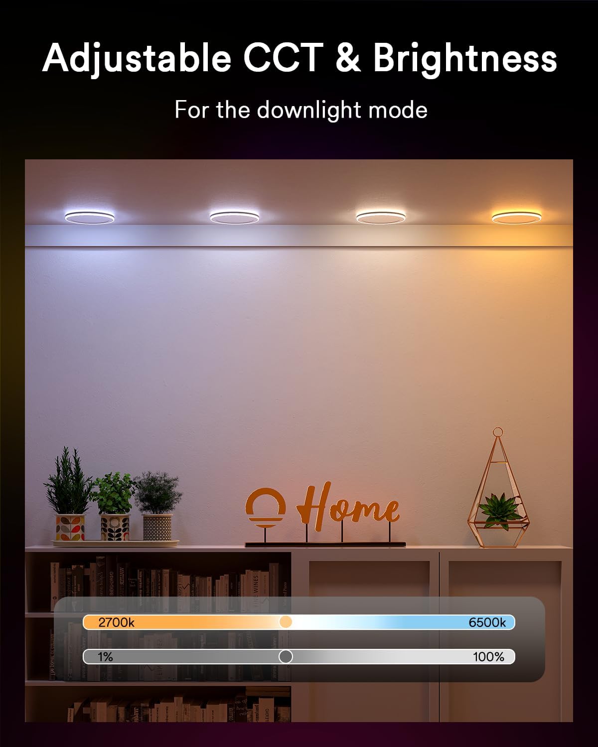 Lumary Rgbai Smart Recessed Lighting 4 Inch With Gradient Accent And Night Ring  9W 780Lm Wifi Canless Wafer Downlight With Junction Box  Led Downlight Work With Alexa/Google Assistant/Siri  1Pcs