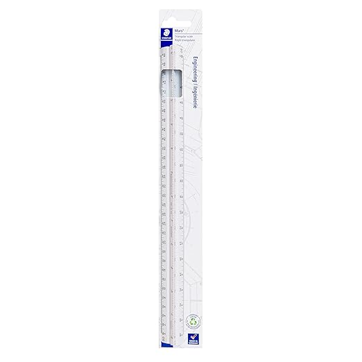 STAEDTLER 12in Engineer Scale Ruler - Triangular Engineering Ruler with 6 Scales(10-60 Parts/Inch), Color-Coded Grooves, P...