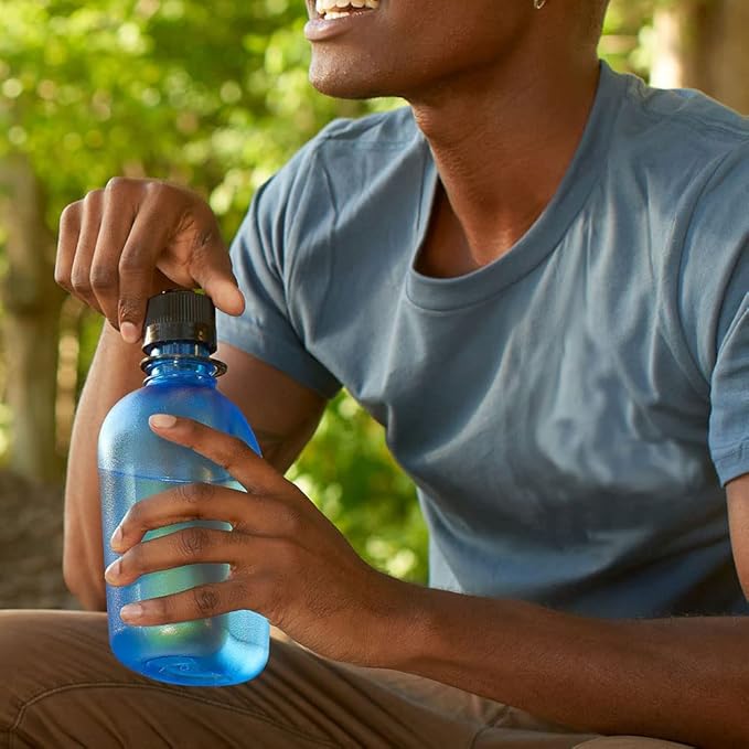 Nalgene Water Bottle Monochrome Collection - BPA Free Water Bottle Made from Recycled Materials - Reusable Water Bottle for Backpacking, Hiking, Gym - Shatterproof Water Bottle - 32 oz - Denim