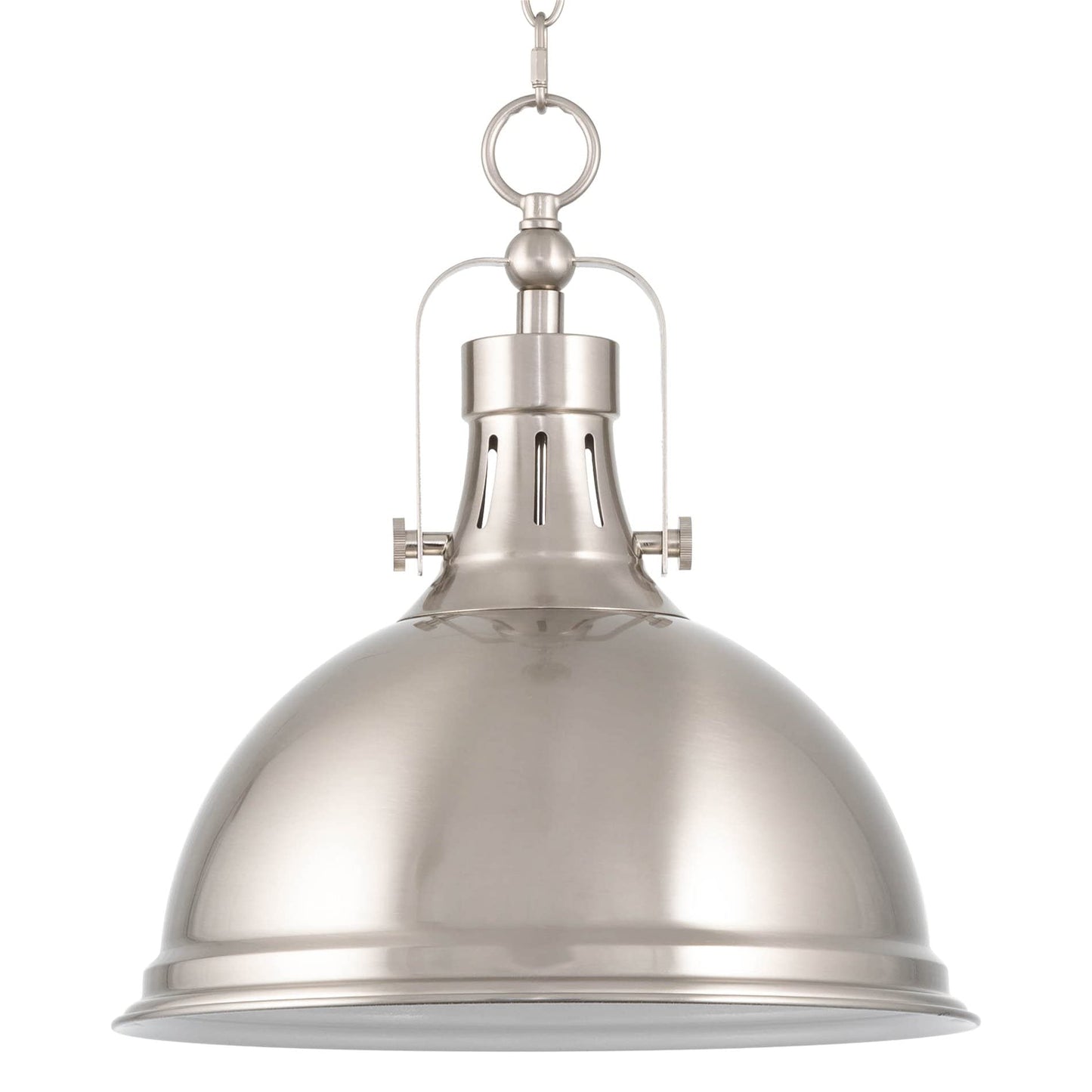 Kira Home Belle Pendant Light, 14in Adjustable Height, Brushed Nickel, Metal, Model RVY-CP6344-1-BN