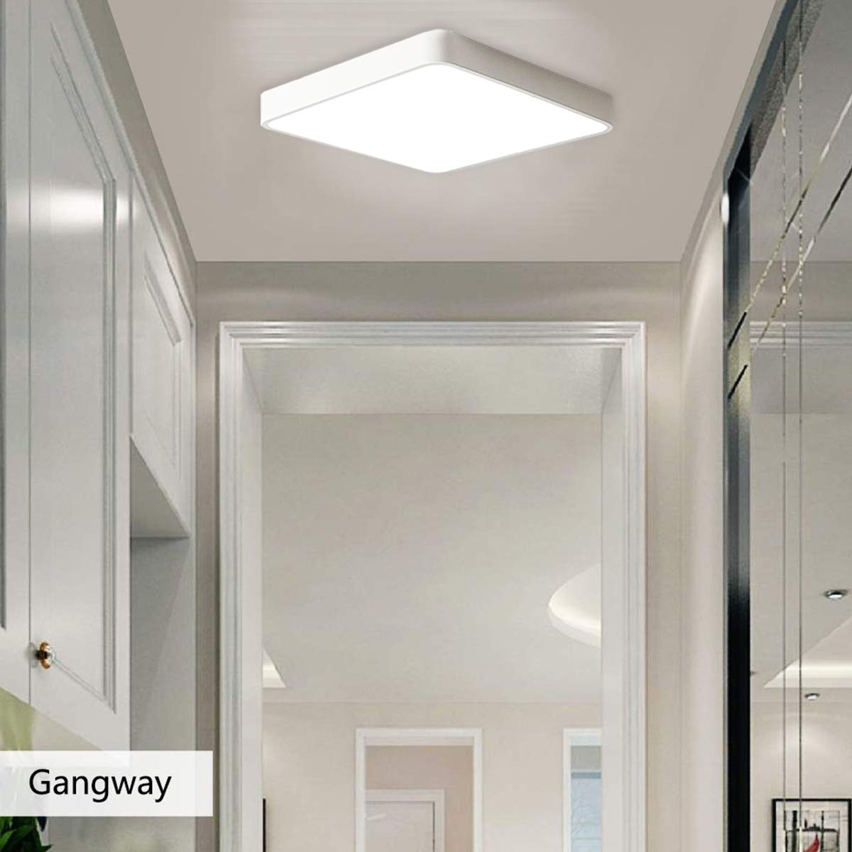 Ganeed Led Flush Mount Ceiling Light 15.7 Inch 36W Modern Ceiling Lamp Square 6500K Cool White Lighting Fixture For Living Room/Kitchen/Bedroom/Dining Room White