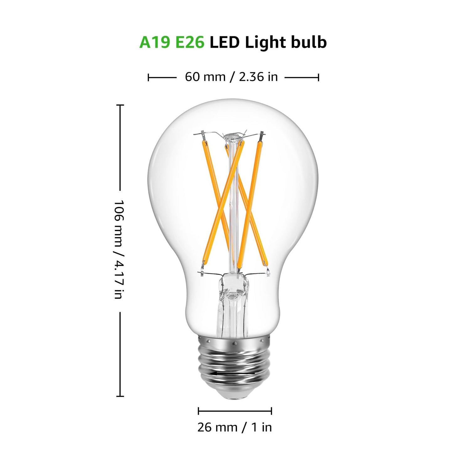 Lepro Vintage Dimmable Led Bulbs, 8W 800Lm, 60W Equivalent, A19 Shape, E26 Base, Pack Of 5, Warm White, Classic Glass