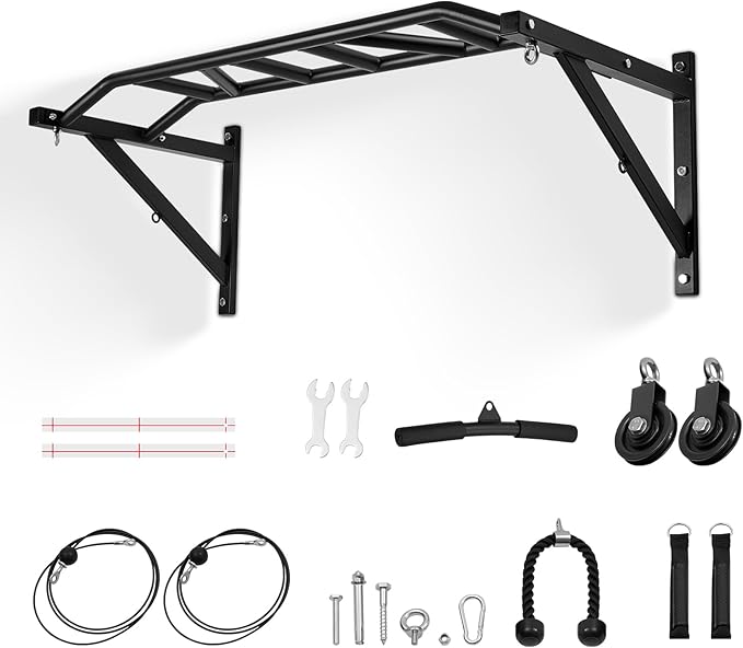 VEVOR Pull Up Bar, Multi-Grip Wall Mounted Pull Ups, 50 in Width Multifunctional Chin Up Training Station, Heavy Duty Stee...