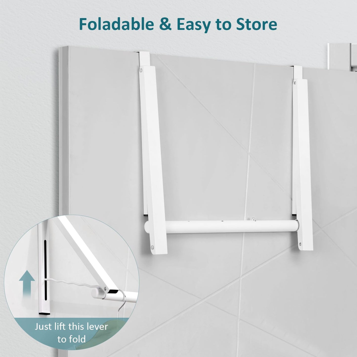 Optish Foldable Over The Door Hanger - Space-Saving Drying Rack for Coats & Clothing, Small Clothes Organizer, White