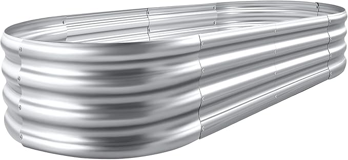 Land Guard Galvanized Raised Garden Bed Kit, Galvanized Planter Garden Boxes Outdoor, Oval Large Metal Raised Garden Beds ...