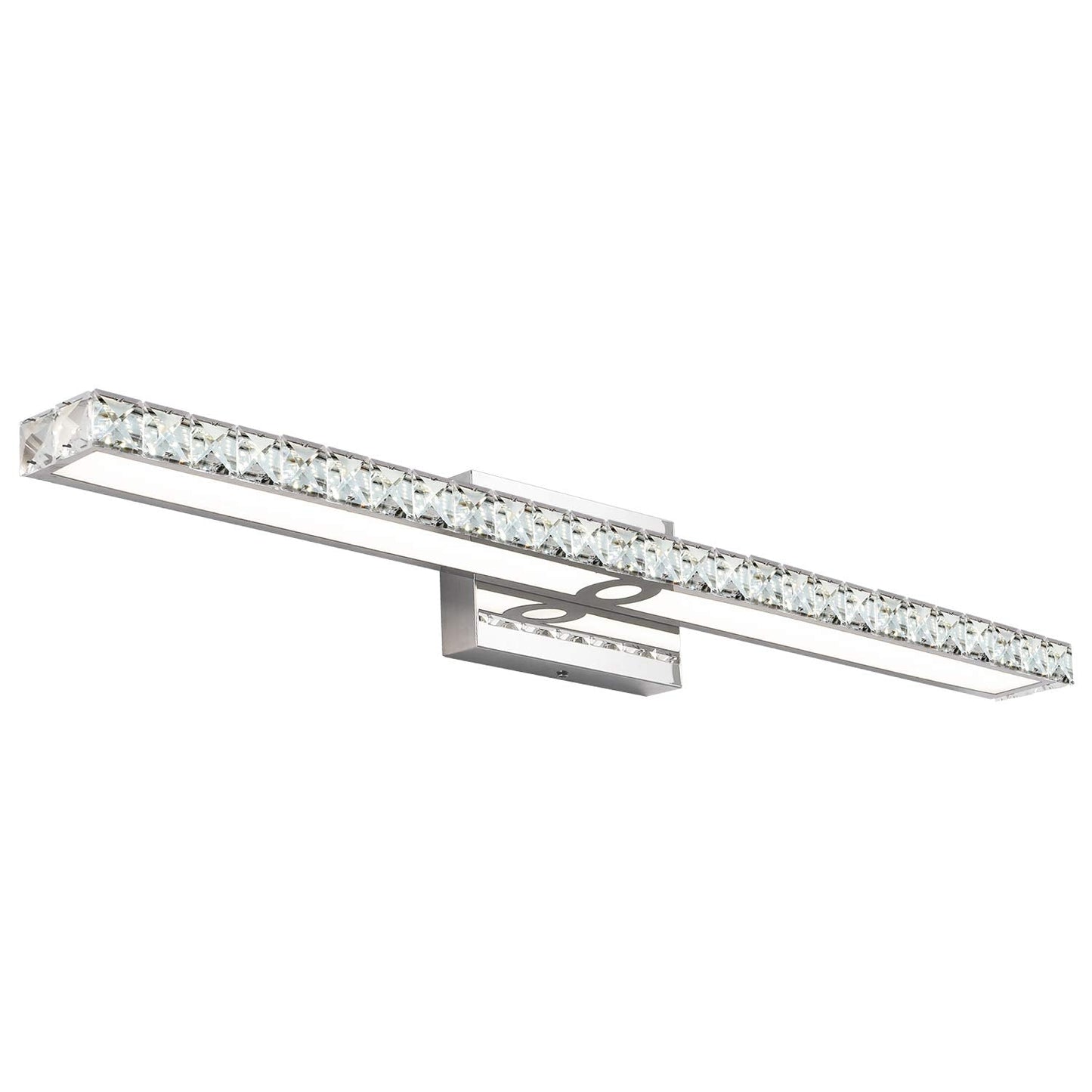 SOLFART Crystal Vanity Lights LED Dimmable Bathroom Fixtures 33.5in Chrome Modern Design
