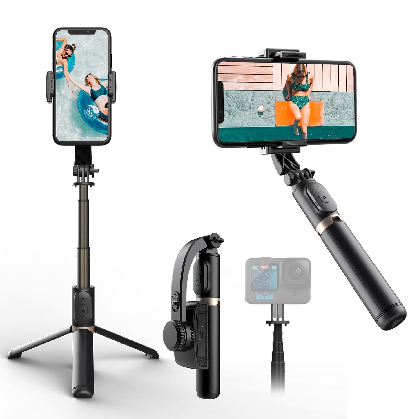 Gimbal Stabilizer For Smartphone,Selfie Stick Tripod With Remote Control Auto Balance 360 Rotation 1-Axis Phone Gimbal For Group