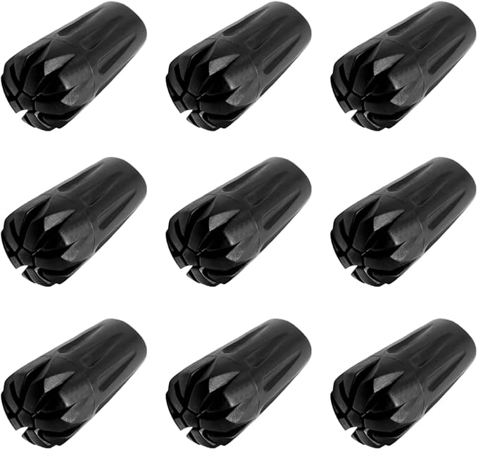 Ruzzut Black Rubber Diamond Trekking Pole Tip Protectors - Hiking Pole Replacement Tips with Shock Absorption, Adds Grip a...