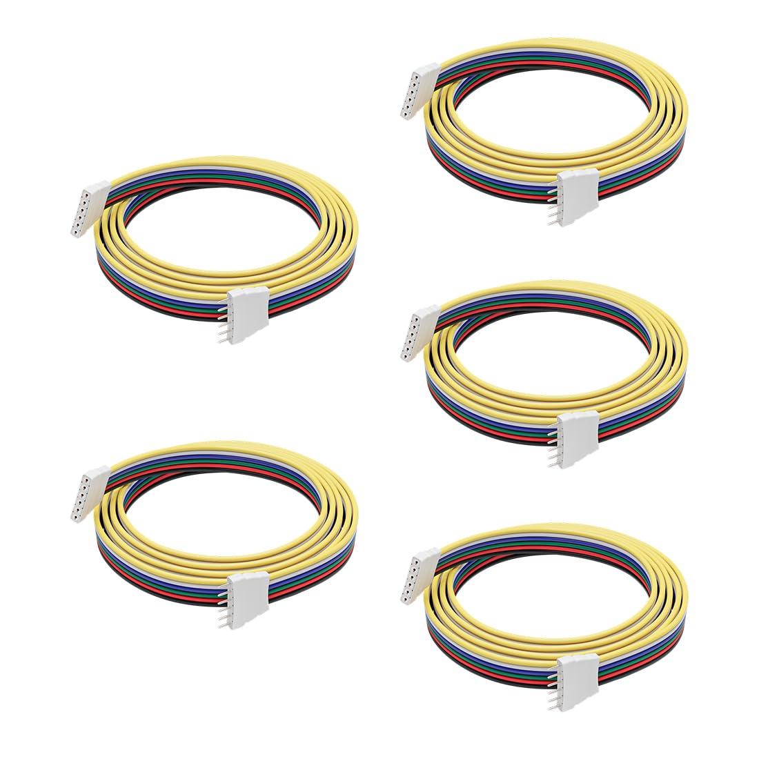 Btf-Lighting 5 Pack 22Awg 6 Pin Jst Male To Female Plug Led Connector 1.64Ft/0.5M Extension Cable For Fcob Smd Rgbcct Led Strip Lights Solderless Controller Wire