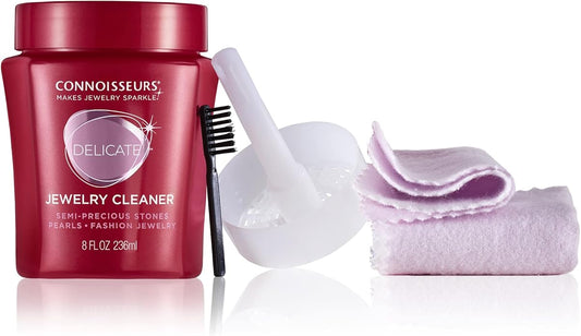 CONNOISSEURS All-Purpose Jewelry Cleaning Kit - Includes Delicate Jewelry Cleaner Solution and 2 Polishing Cloths