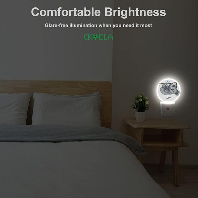 EKOBLA Koala LED Night Light Cute Animal Hanging on Tree Dusk to Dawn Plug-in Nightlights Auto Sensor for Home Indoor Bathroom Hallway Kitchen