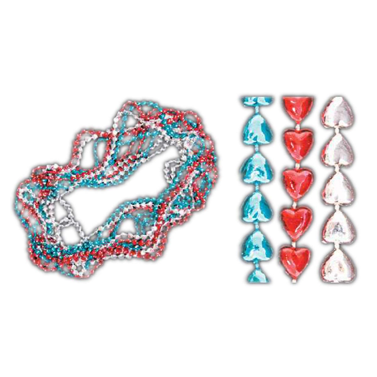 blinkee Sweet Heart Necklace Red White and Blue Pack of 12