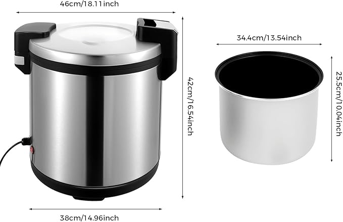 19L Commercial Rice Warmer,20Qt Electric Food Warmer with Rice Spoon,Dual Temperature Control Rice Cooker Soup Pot,Stainless Steel Buffet Server for Restaurant Catering Party