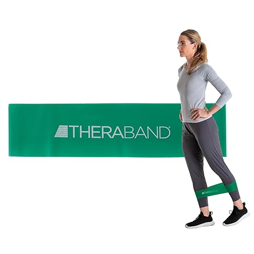 THERABAND Resistance Band Loops, 12" Green, Heavy Resistance, Latex Color-Coded 3" Wide Exercise Band Loop for Home Workou...