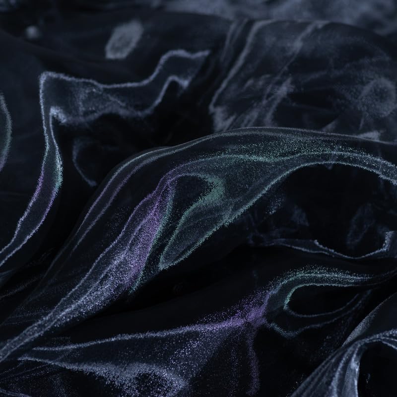 Fynite Black Organza Fabric by The Yard | 1 Yard Long | 44" Wide | Bridal Soft Sheer Organza Tulle for DIY Wedding Dress Fashion Craft Decorations