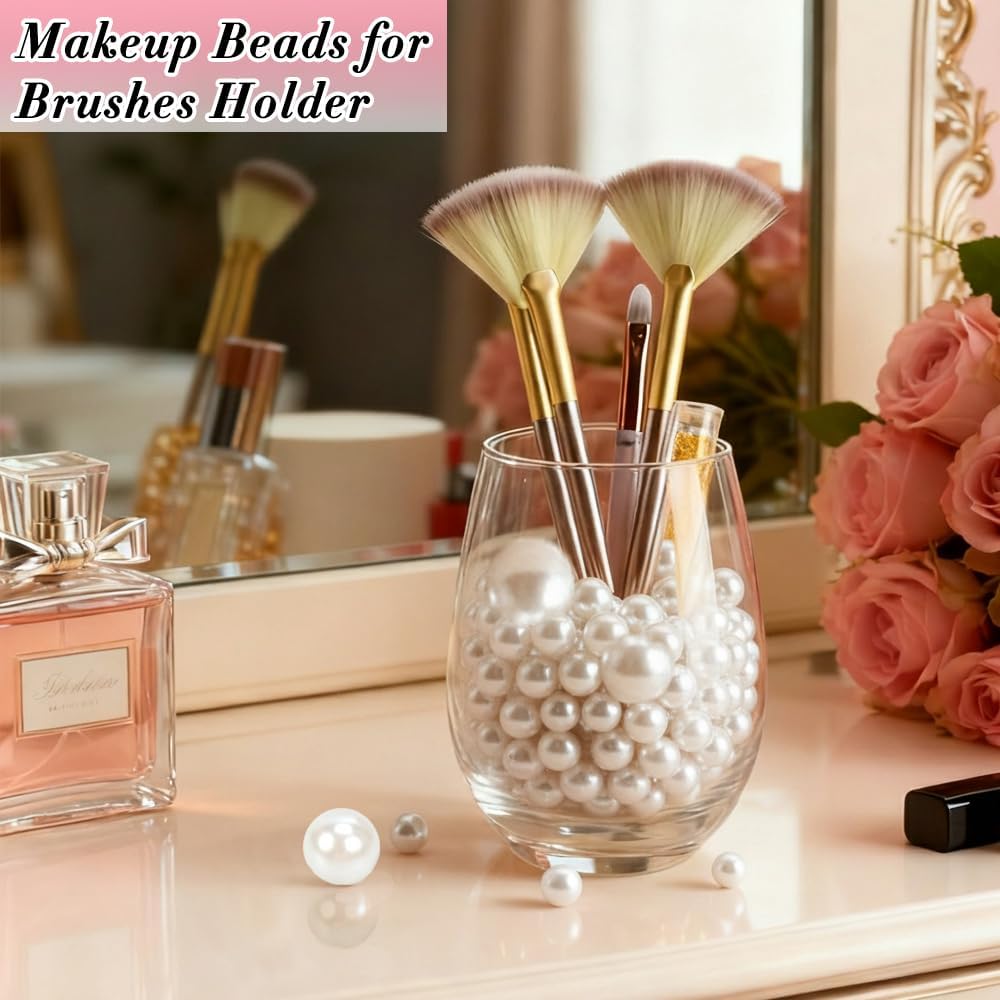 Pearl Beads No Hole Pearls for Crafting 180 Pcs Fake Pearls Bulk Faux Pearls for DIY Crafts Jewelry Making Vase Filler Floating Candle Wedding Birthday Party Home Decorations (Ivory, 8/10/14/20mm)