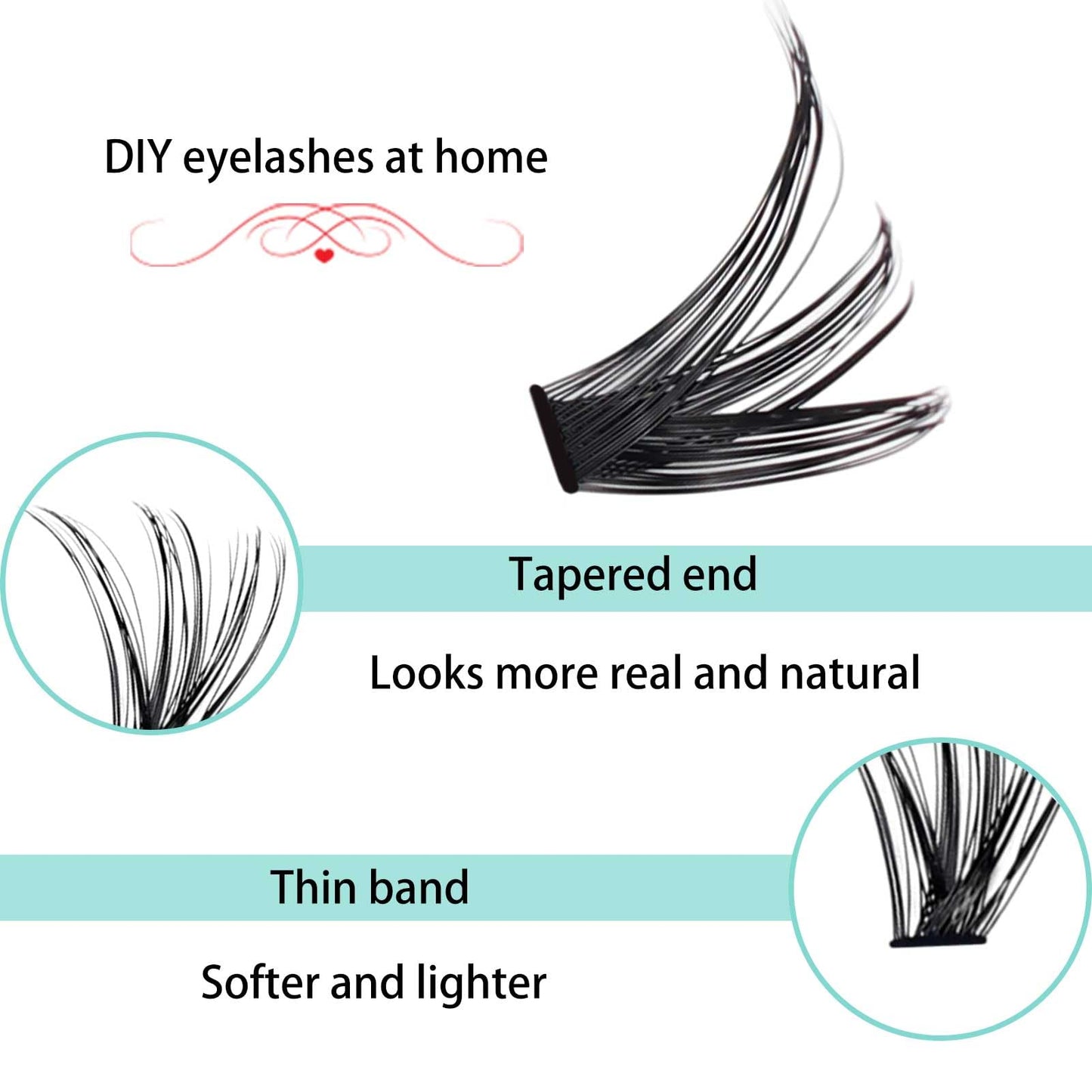 Lash Clusters Individual Lashes DIY Eyelash Extension 80D 9-16mm Mix C Curl Eyelash Clusters Lash Extension for Self Application