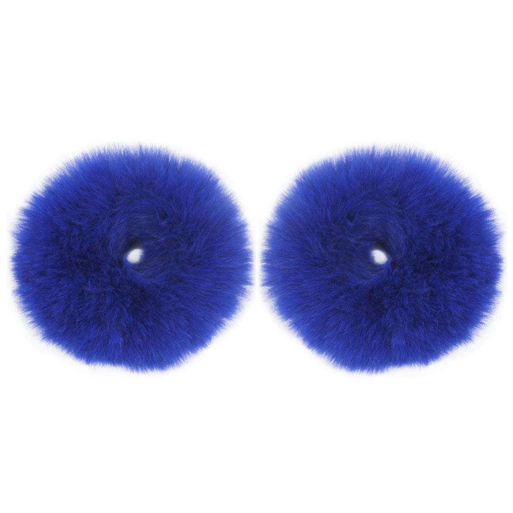 2pcs Pack Furry Faux Fur Hair Scrunchies Artificial Fur Hair Bobbles Elastic Hair Band Rope Wristband Ponytail Accessories Royal