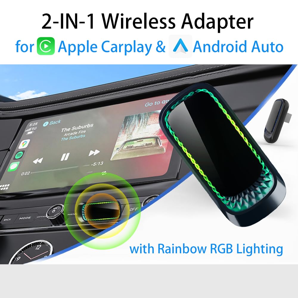 Magic Link Carplay, Android Auto Wireless Adapter And Carplay Wireless Adapter, 2 In 1 Usb Dongle Works With Both Iphone And And