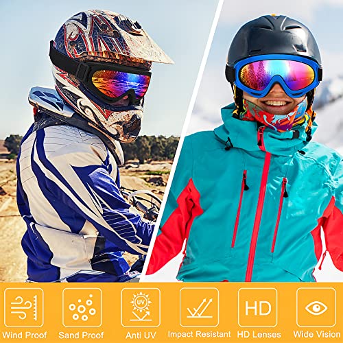 OXG 5 Pairs Motorcycle Goggles for Youth Men Women, ATV Ski Goggles Anti-UV Dustproof Windproof Dirt Bike Goggles Fit Helmet