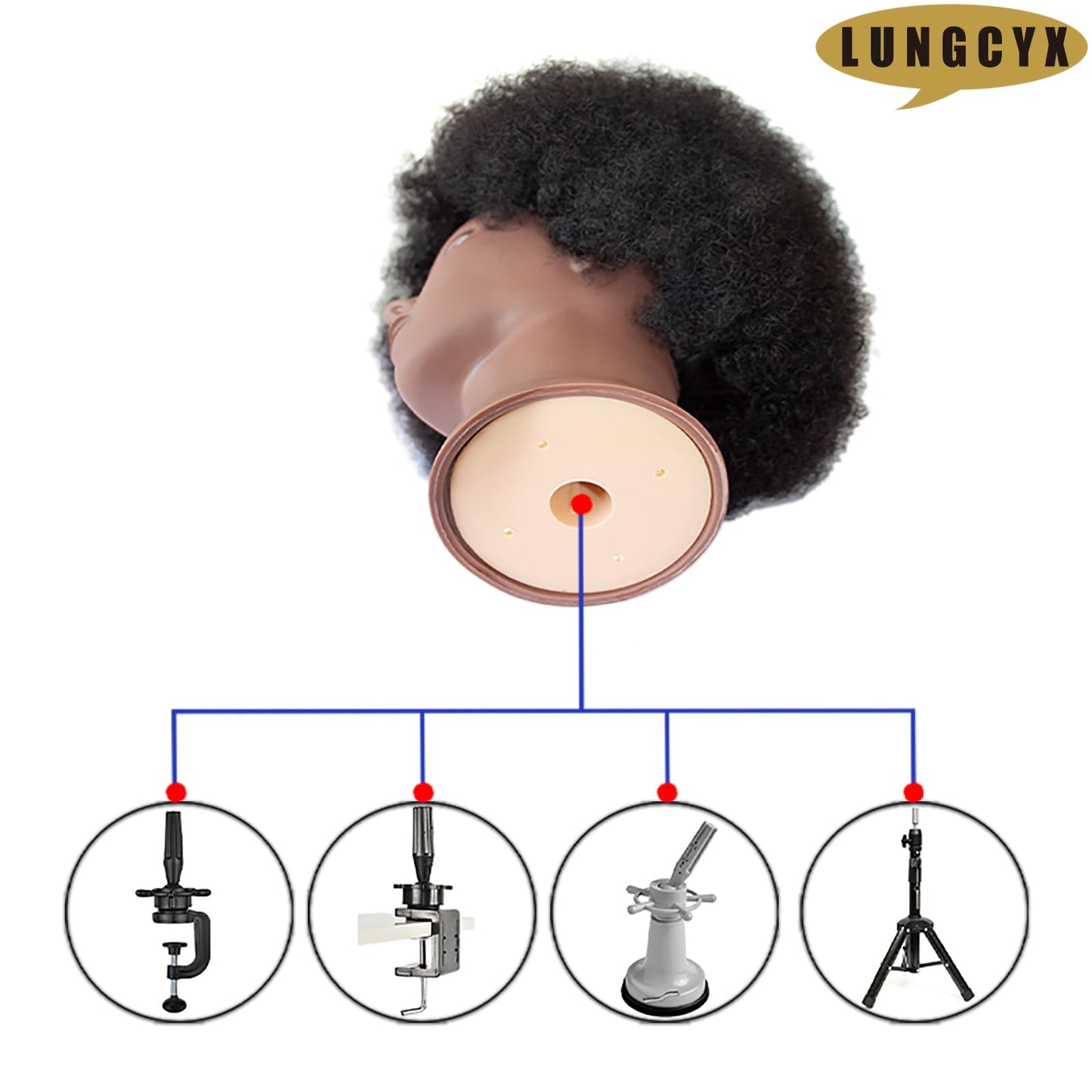 LUNGCYX Mannequin Head Human Hair African Curly Cosmetology Manikin Head With 100% Real Human Hair Doll Head for Hairdresser Tra