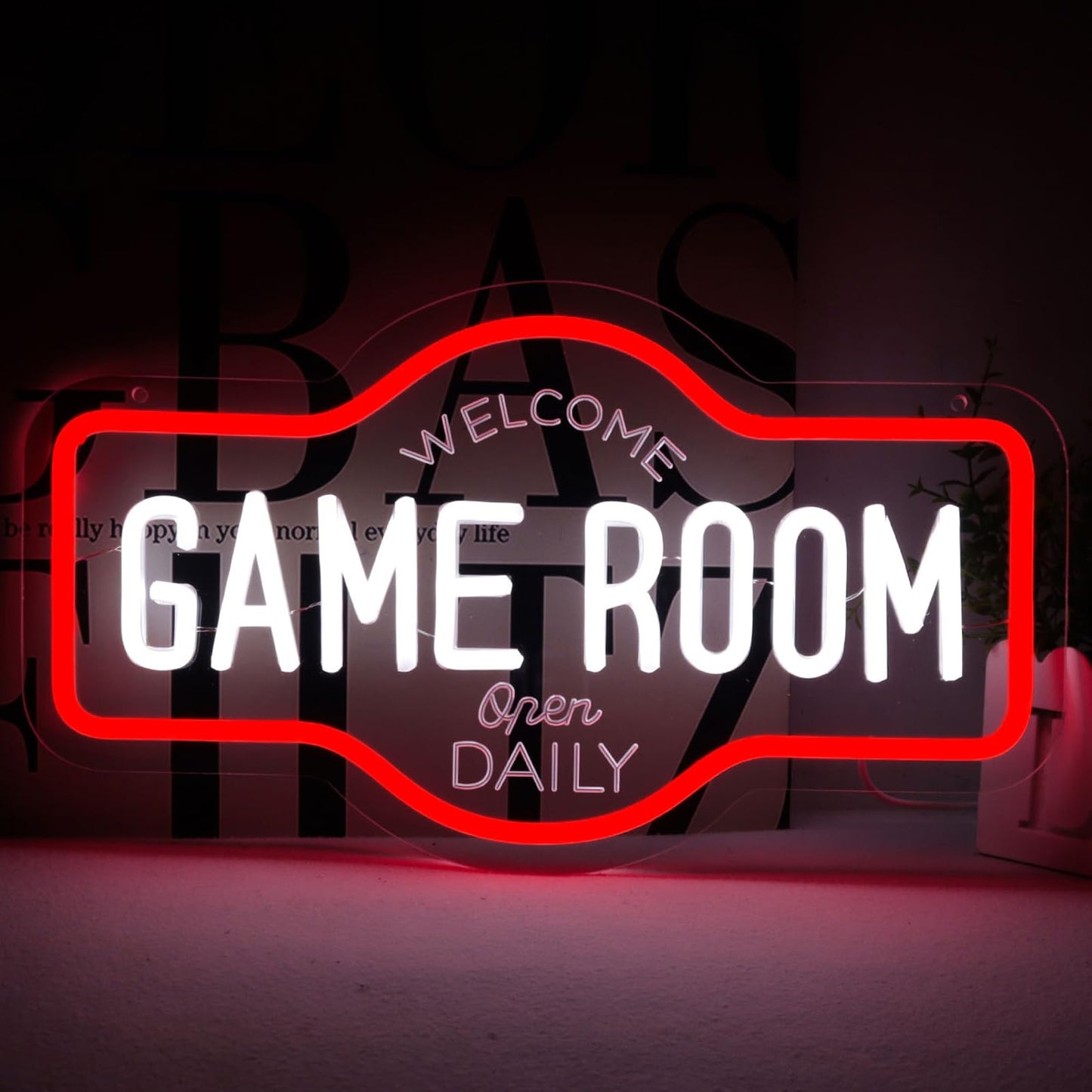 Wittyrhe Game Room Neon Sign  Welcome Game Room Open Daily Neon Lights Wall Decor For Internet Cafe  Gaming Room  Man Cave  Bedroom Gift Art For Boys Girls-16.93 X 9.92 In-Usb Powered-Acrylic