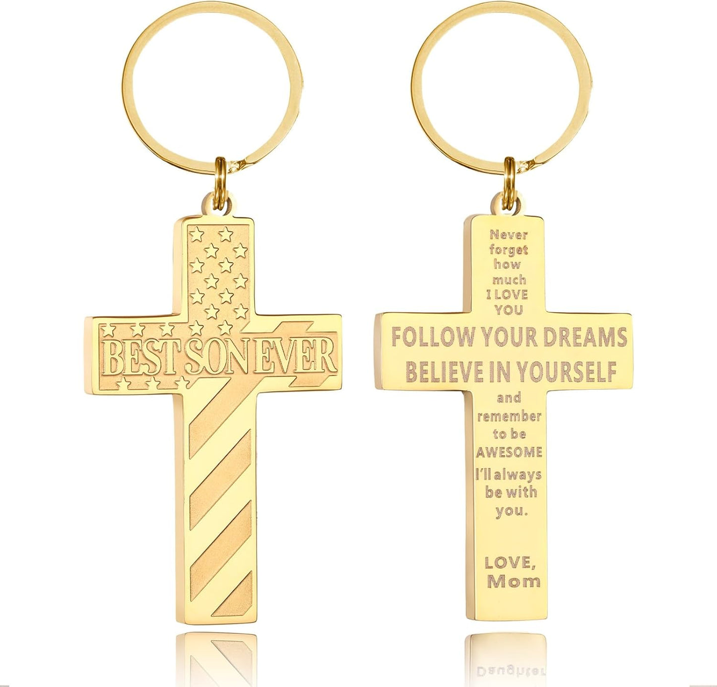 Football/Baseball/Soccer/Basketball Cross Keychains for Men First Communion Baptism Confirmation,Mens Gifts