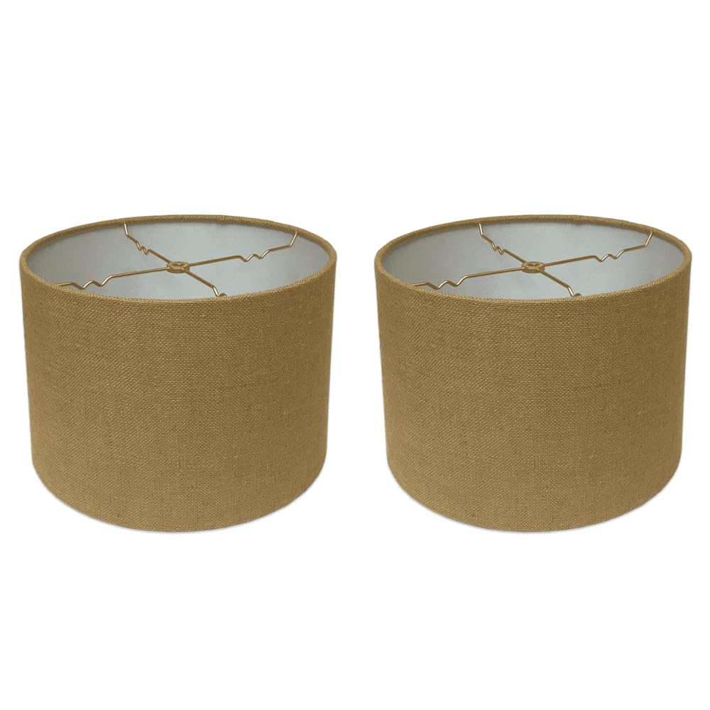Royal Designs, Inc. Shallow Drum Lamp Shade, HB-610-12BL-2, Burlap, 11x12x8.5, 2 Pack