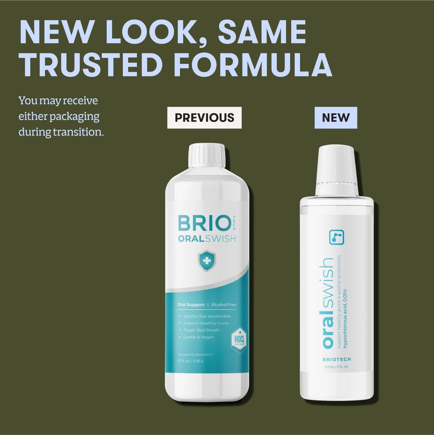 BRIOTECH Oral Swish, Hypochlorous Acid Mouthwash Rinse, Gentle Oral Care Hygiene, Fight Bad Breath, Support Against Plaque, Gum Irritation & Tender Gums, Alcohol & Fluoride Free, 32 fl oz