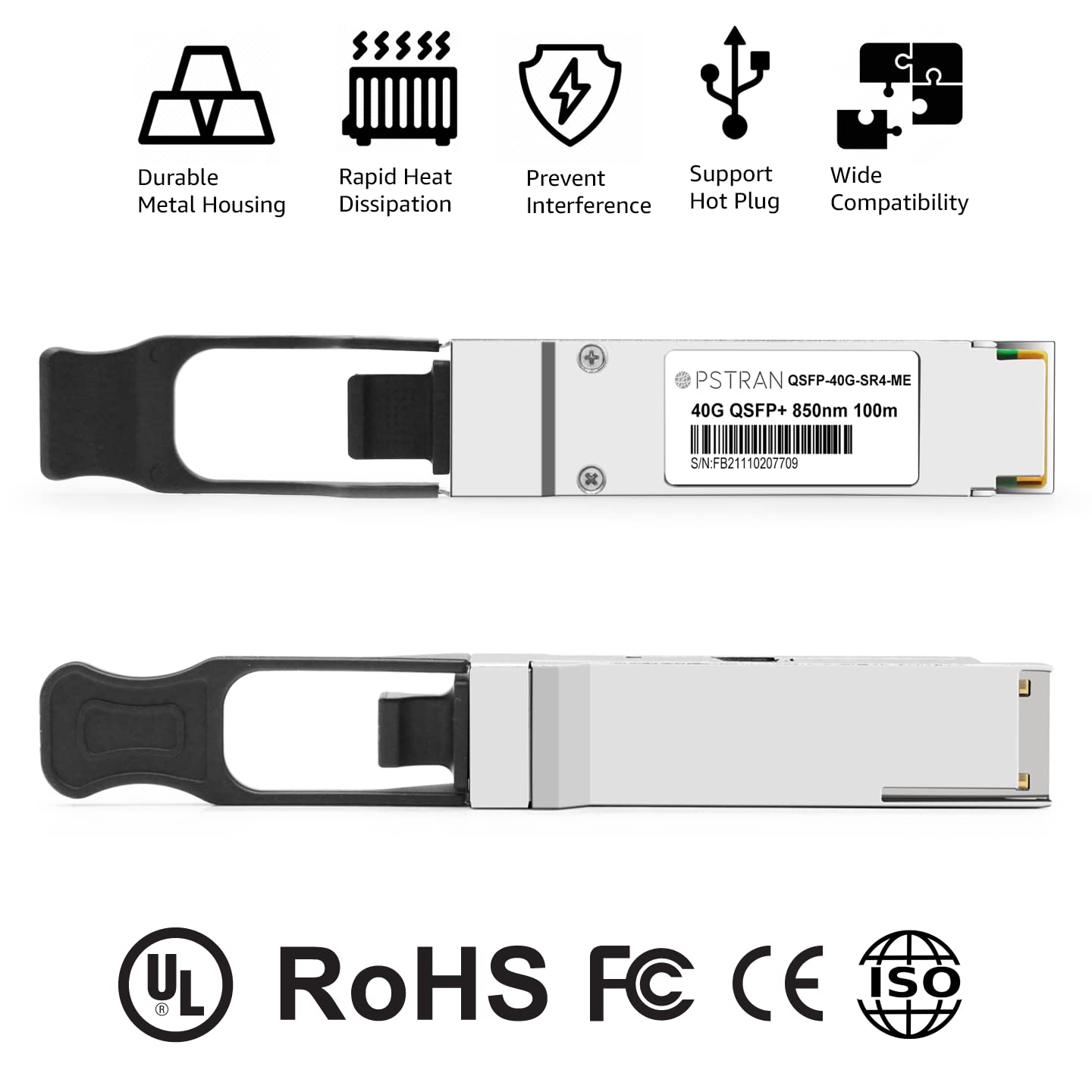 Opstran 40Gbase-Sr4 Qsfp+ Optical Transceiver Module Compatible With Mellanox Mc2210411-Sr4L Mc2210411-Sr4 850Nm 100M Ddm Mpo-12