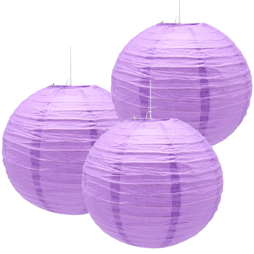Hocansen 3pcs Paper Lanterns, Decorative Round Chinese Lanterns, 12in, Green, for Birthday, Halloween, Wedding, Home Decor