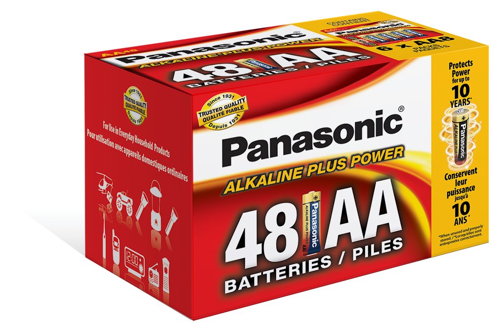 Panasonic Energy Corporation Lr6Pa/48Pc Alkaline Plus Power Aa Alkaline Battery, 48 Pack
