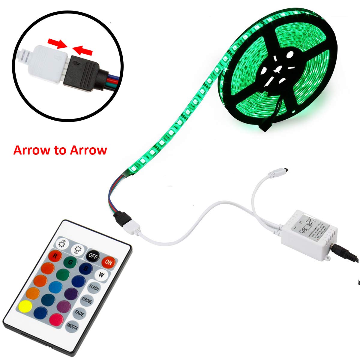 Supernight Rgb Led Strip Light Remote Controller - 24 Keys Ir Dimmer For 12V 5050/3528 Lights, Plastic, Rgb