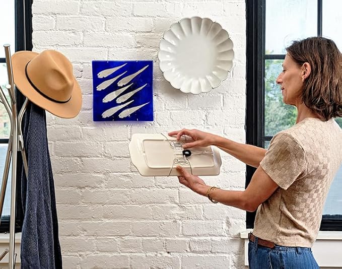 Display Buddie Adjustable Wall Plate Hanger - for Oval Square Round Rectangle Wall Display - Steel - Silicone Hooks - X-L 3-Pak 18"-24" up to 8 lbs
