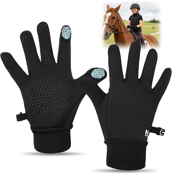 Dr.sendesi Kids Horse Riding Gloves Winter - Warm Fleece Lined Equestrian Gloves for Girls & Boys