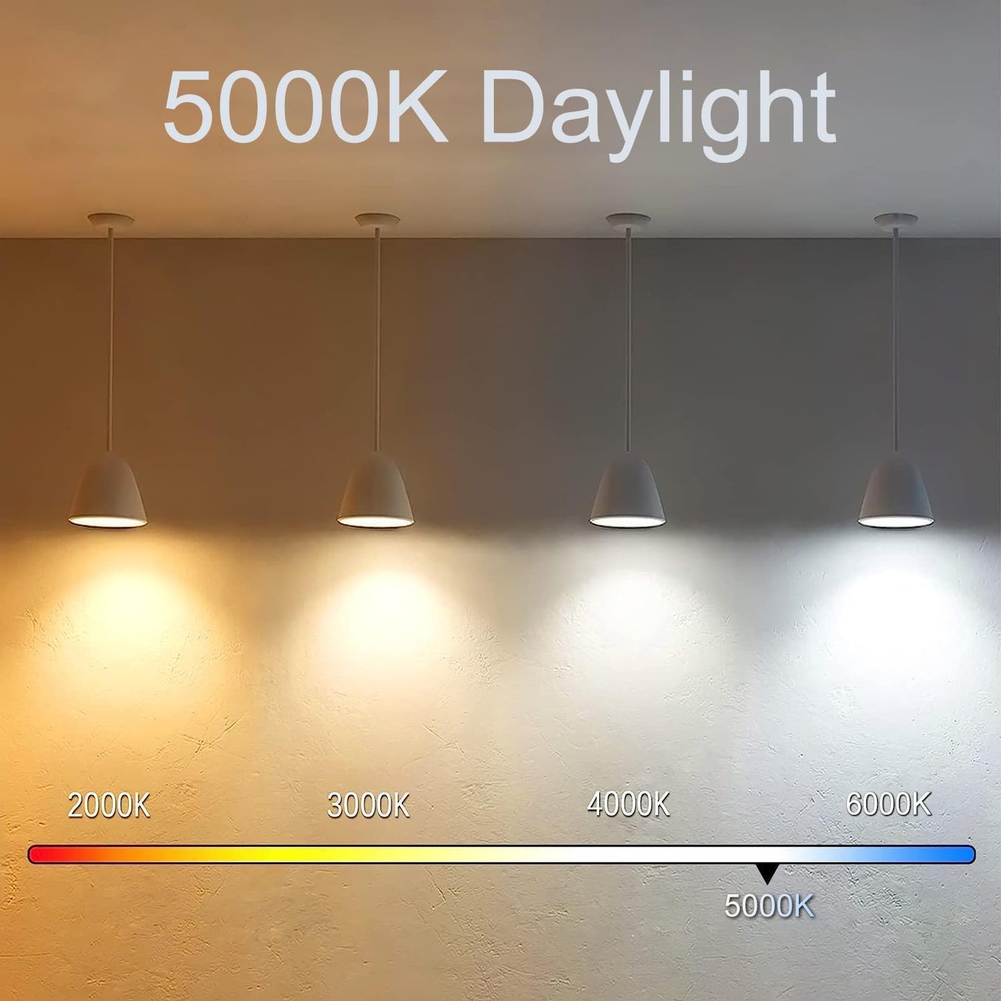 Novelux 5 Inch Edison Bulb  5000K Daylight White E26 Led Bulb 6W Dimmable  800Lm T10 T9 Bulb Clear Glass Tubular Light Bulbs  Ac 120V Equal 80 Watt Bulbs For Chandelier Pendant Wall Light - 4Pack