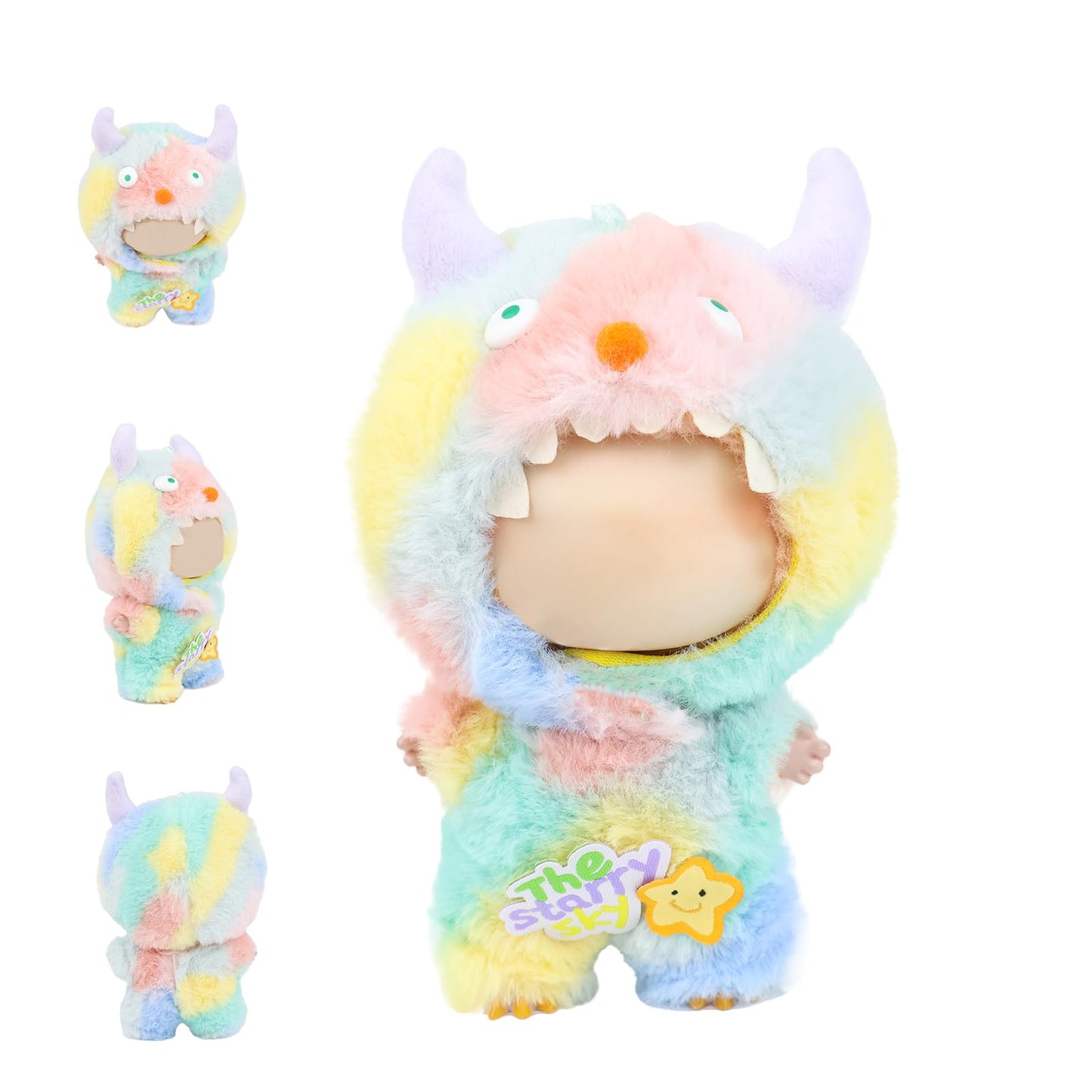 HiOKOU Clothes for labubu Doll 17cm Accessories Suit Cute Clothes for Doll Dress up Monster Style Outfits（Dopamine）
