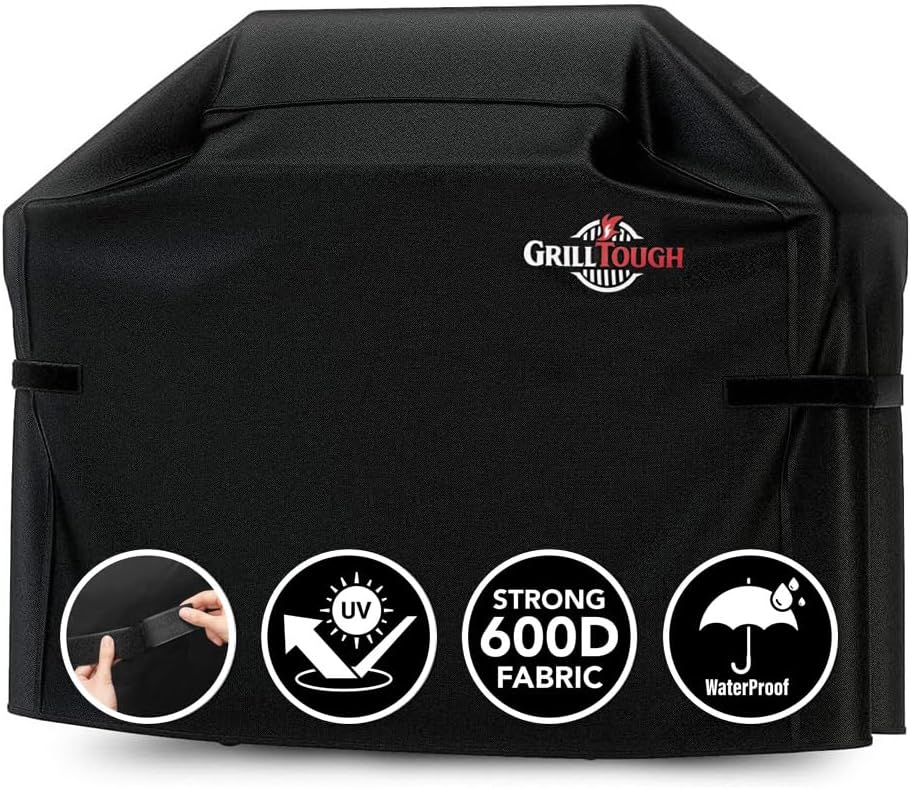 Heavy Duty BBQ Grill Cover for Outdoor Grill, 60 Inch – Waterproof, Weather Resistant, UV & Fade Resistant with Adjustable Straps – Gas Grill Cover for Weber, Charbroil