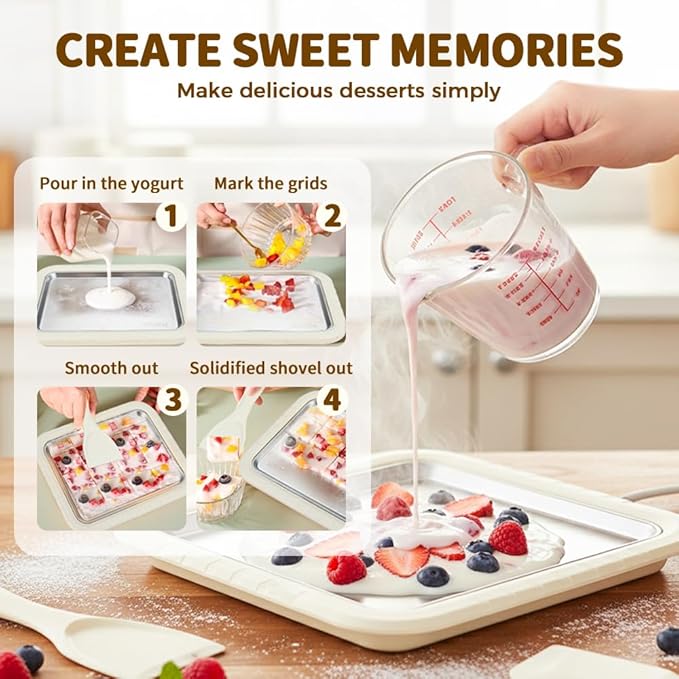 Rolled Ice Cream Maker Kit, 2026 New At-Home Stainless Steel Instant Freeze Plate with 2 Scrapers, DIY Rolled Ice Cream Tray, Perfect for Family Fun, Easy Homemade Desserts (Purple)