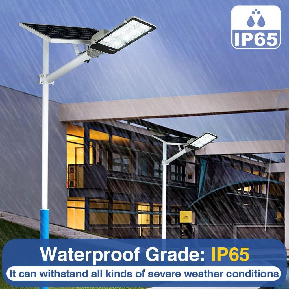 Dengmall 8000W Led Solar Street Lights Outdoor  Dusk To Dawn Security Flood Light With Remote Control  Wireless  Waterproof  Perfect For Yard  Parking Lot  Street  Garden And Garage
