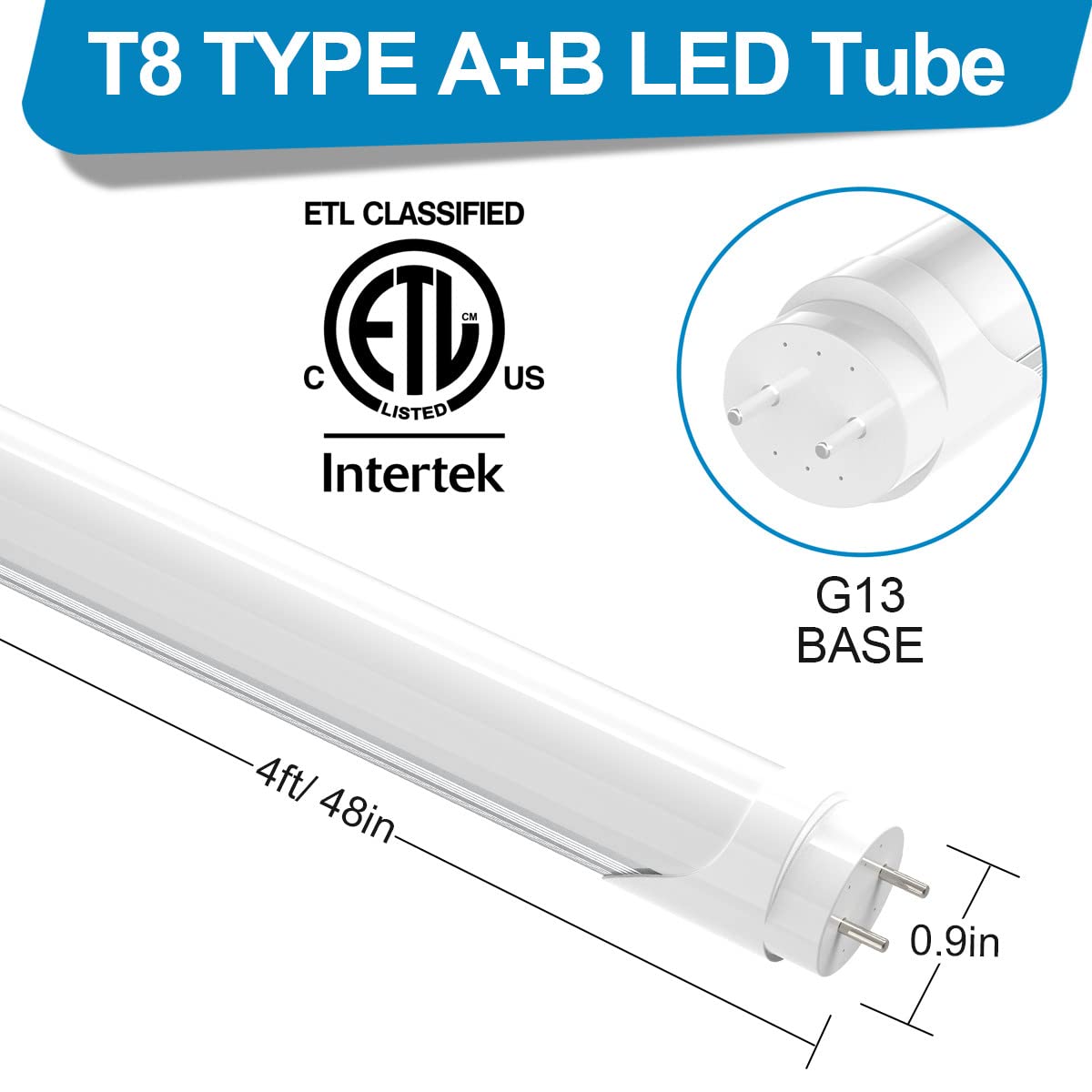 CNSUNWAY 10Pack LED Tube Lights 4FT 2400LM 6000K Frosted Cover Model SWT81824A2120