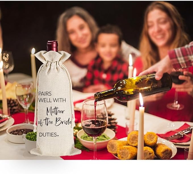 Qubereeree Mother of the Bride Wine Bag Gifts, Pairs Well with Mother of the Bride Duties Wedding Gifts for Bride's Mother from Daughter, Mother-in-Law Wine Bag Wedding Shower Gifts-19