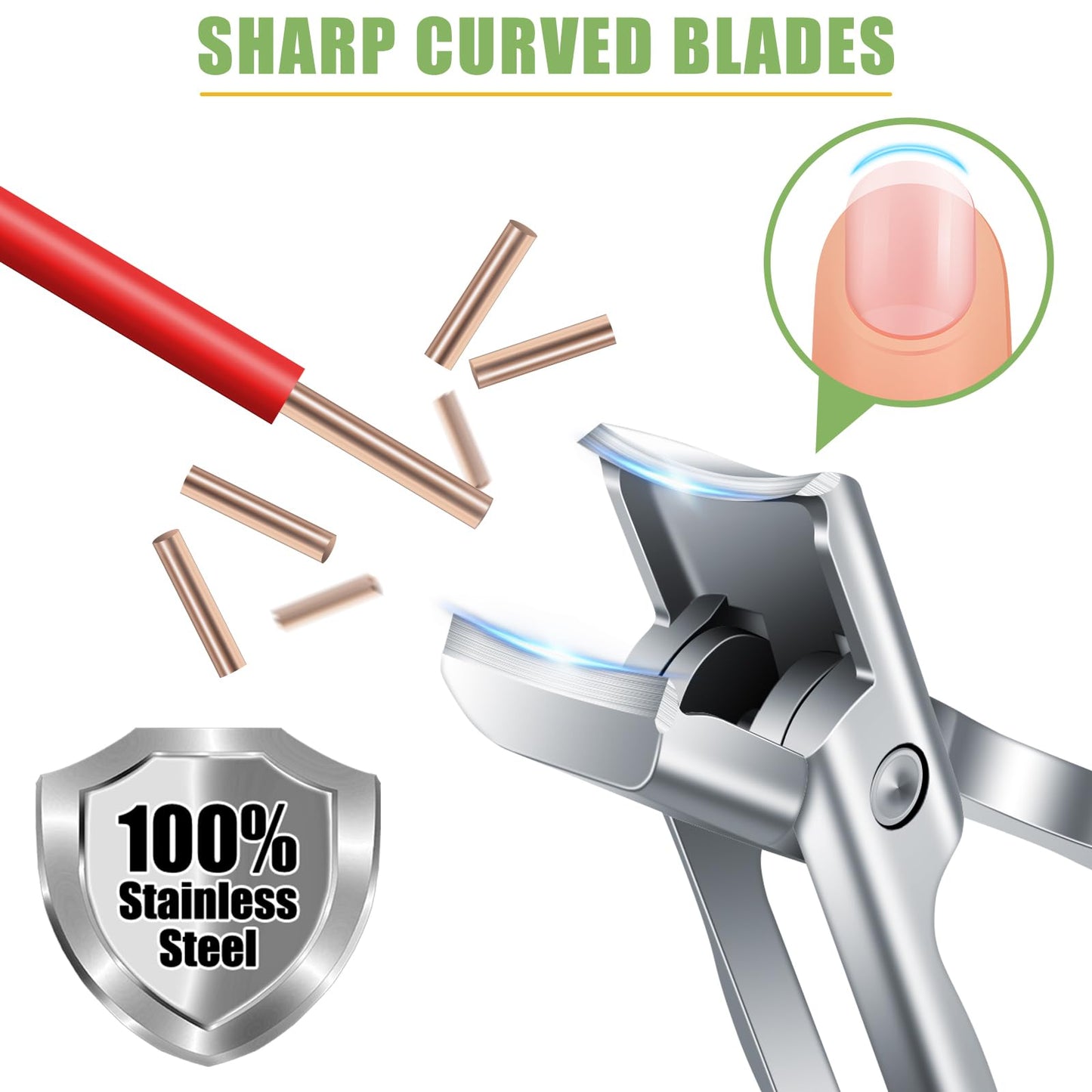 German Nail Clippers for Men Thick Nails, Heavy Duty Toenail Clippers for Seniors with Catcher, Portable Ultra Sharp German Fing