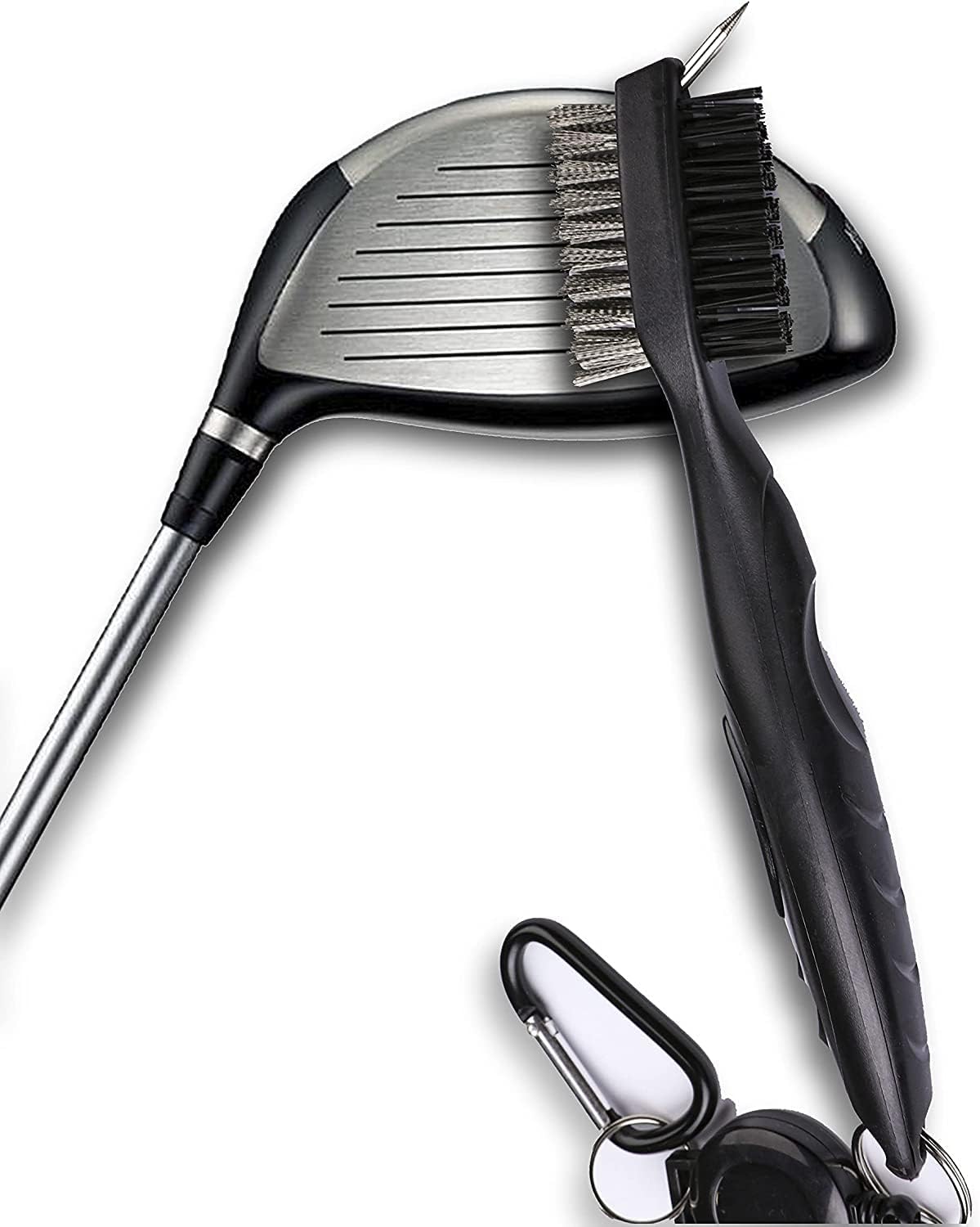 ATTRACTIVE Golf Towels, Microfiber Waffle Pattern Towels - Golf Club Brush with Cleaning (2 Green Towel+Black Brush)